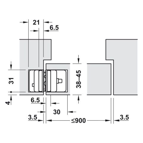 Hafele CDH 60 Mat Nikel Renk Gizli Kapı Menteşesi