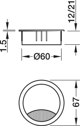 Häfele Kablo kapağı ⌀ 67 mm - 60 mm Siyah 631.31.312