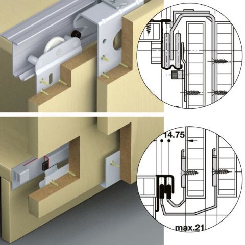 Hafele SLIDO CLASSIC 50 VF SR 2 Kayar Kapak Seti Önde Kayan 3k 19-21mm