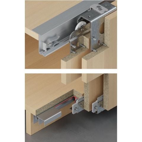 Hafele SLIDO F-Li42 50B Kayar Kapak Seti Önde Kayan 2k 16-21mm alttan kılavuz raylı