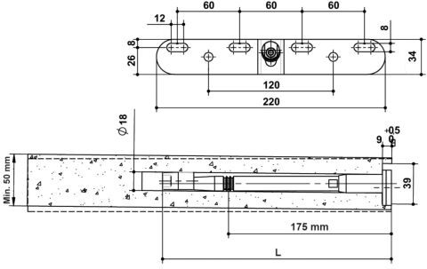 Häfele VETTO 4 - Gizli Raf Taşıyıcı 350 mm Çelik gri 20 kg/m² 283.33.975