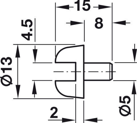 Häfele Raf Pimi ⌀ 5 mm matkap deliğine yerleştirmek Beyaz 287.28.743
