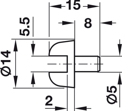 Häfele Raf Pimi ⌀ 5 mm matkap deliğine yerleştirmek Beyaz 287.28.743