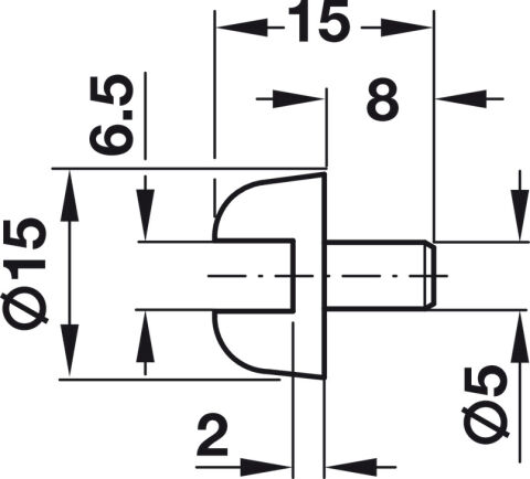 Häfele Raf Pimi ⌀ 5 mm matkap deliğine yerleştirmek Beyaz 287.28.743