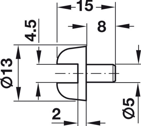 Häfele Raf Pimi ⌀ 5 mm matkap deliğine yerleştirmek Beyaz 287.28.743