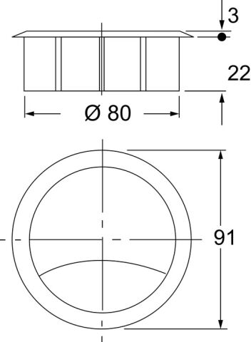 Häfele Kablo Kapağı Bastırılarak Zamak - 80 mm Krom Renkli Mat 631.49.420