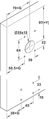 Häfele Slido F-Line31 40A Kayar kapak donanımı set ≤40 kg ±2 mm Muhafaza: Zamak Kayar 402.31.029