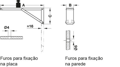 Häfele Braket Katlanır - 250x25x85 mm 25 mm 85 mm Sarı Kromaj 30 kg 287.41.906