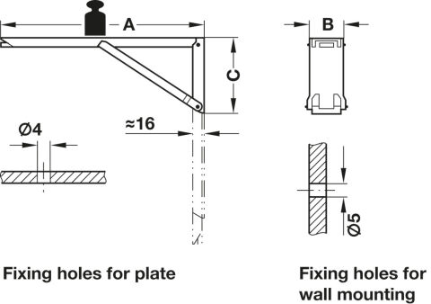 Häfele Braket Katlanır - 380x25x120 mm 25 mm 120 mm Sarı Kromaj 30 kg 287.41.915
