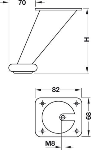 Häfele Mobilya ayağı yükseklik ayarı yok plakalı 180 mm Mat nikel 634.35.602