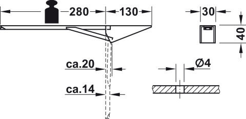 Häfele Braket açılır masa için katlama çift başına 30 280x130x30 mm 30 mm 40 mm 15 kg 287.41.951