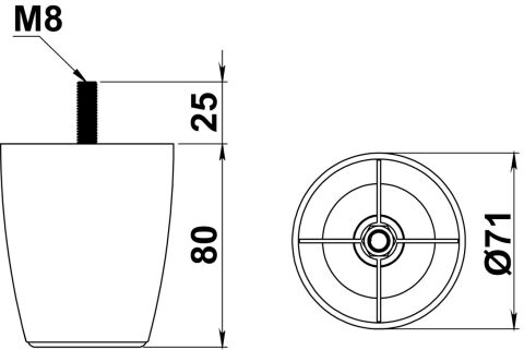 Häfele VERA Mobilya Ayağı Plastik - 80 mm Ceviz 634.49.000