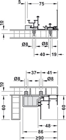 Çift Taşıyıcı Ray, Hafele Slido F-Line44 80A için
