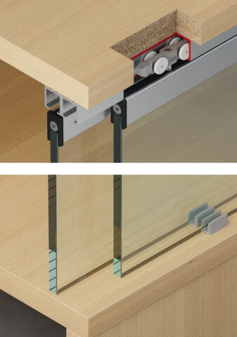 Häfele Kayar kapak donanımı Slido F-Line21 20D Set ≤20 kg 402.33.036