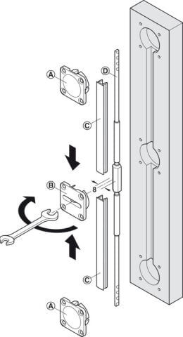 Gergi bağlantı parçası, Hafele Planofit 210, set, ahşap