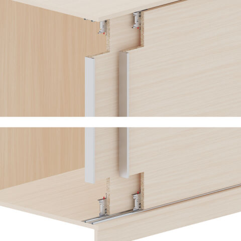 Häfele ENTER 60 Ahşap Kayar Kapak Seti İçte Kayan 60 kg 10–60 kg <8 mm Kayar mekanizma: 402.37.018