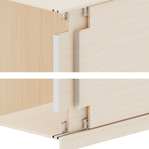 Häfele ENTER 60 Ahşap Kayar Kapak Seti İçte Kayan 60 kg 10–60 kg <8 mm Kayar mekanizma: 402.37.018