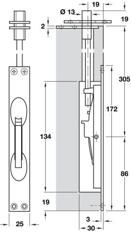 Häfele Gömme sürgü katlanır kol ile gizli Startec 390,75 mm 911.62.014