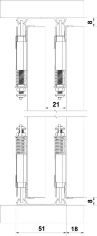 Häfele ENTER 60 Ahşap Kayar Kapak Seti İçte Kayan 60 kg 10–60 kg <8 mm Kayar mekanizma: 402.37.018