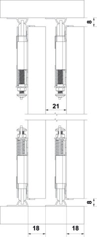 Häfele ENTER 60 Ahşap Kayar Kapak Seti İçte Kayan 60 kg 10–60 kg <8 mm Kayar mekanizma: 402.37.018