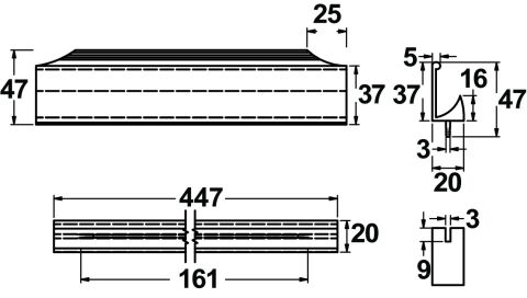 Häfele HORIZONA II Profil Kulp Alüminyum - 447 mm Parlak Krom 126.23.063
