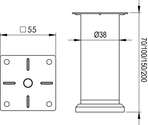 Häfele ALDEN 38 Mobilya Ayağı Çelik - 150 mm Siyah Mat 634.90.382