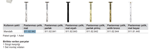 Häfele BOLT 02 - Kapı Sürgüsü 203 mm 911.62.942