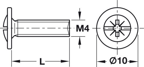 Häfele Hospa Kulp Vidası PZ M4 - M4x15 mm 10 mm Nikel kaplama PZ/Düz 022.34.157