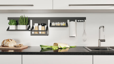 Häfele Evrensel raf Yüksek çerçeveli alüminyum korkuluk 250 mm Siyah 522.99.342