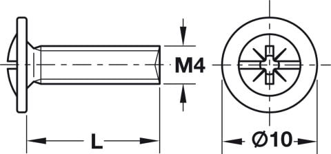 Häfele Hospa Kulp Vidası PZ M4 - M4x23 mm 10 mm Çinko kaplama PZ/Düz 022.35.234