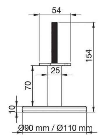 Häfele NO.19 Mobilya Ayağı Çelik - 70 mm Krom Parlak 634.93.201