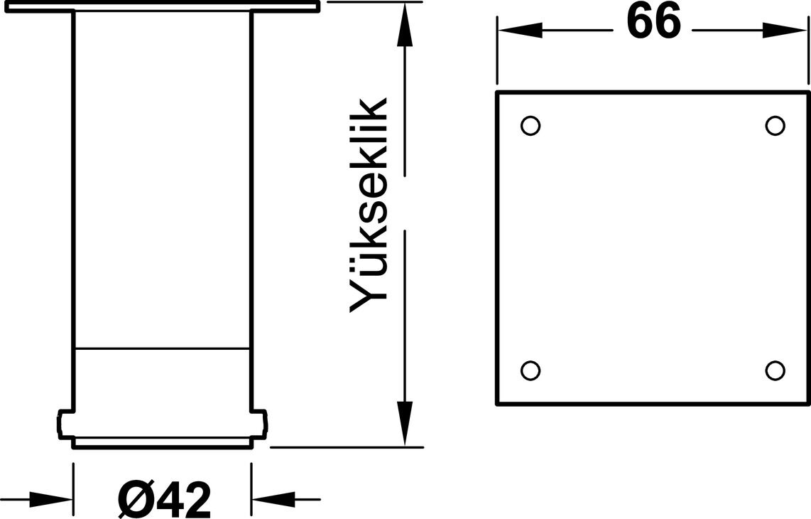 Häfele LEA Mobilya Ayağı Çelik - 70 mm Krom Parlak 634.94.221