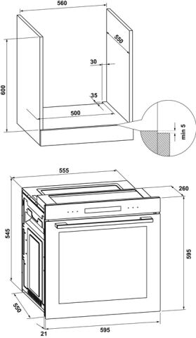 Häfele MAXIMA Ankastre Fırın 60 cm 13 Programlı 80 595 mm Parlak cam 550 mm 240 V 3,100 W 533.09.431