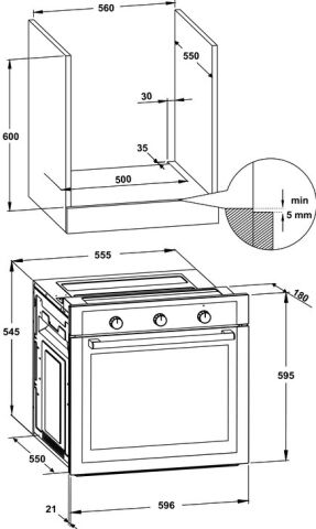 Häfele ETERNAL Ankastre Fırın 60 cm 7 Programlı 60 595 mm Paslanmaz çelik-Fırçalı 550 mm 533.09.471