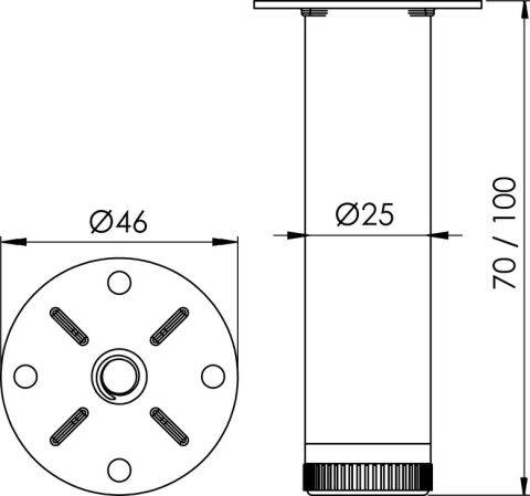 Häfele BONNY Mobilya Ayağı Çelik - 70 mm Krom Parlak 634.94.261
