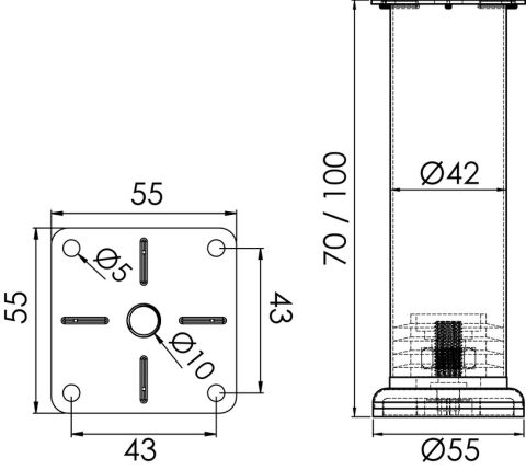 Häfele LEA Mobilya Ayağı Çelik - 70 mm Krom Mat 634.94.421