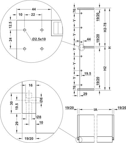Häfele Kayar kapak donanımı Finetta Up+Down 23 VF 2 Set 882–1,178 mm 403.25.083