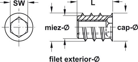 Häfele Vidalı kovan Çelik sürgüsüz - 8x10 mm 8 mm Boş 030.07.042