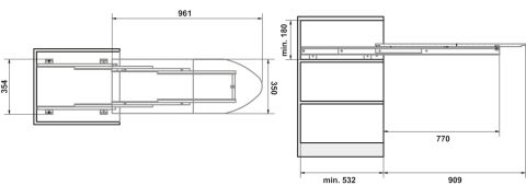 Häfele IRON II - Ütü Masası 400x532x130 mm Paslanmaz Çelik Renkli Mat Çekmece 568.72.100