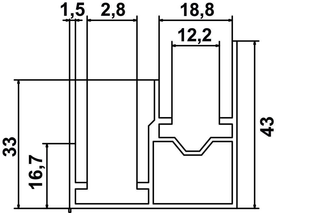 Häfele PRIME 90 II Ahşap Kayar Kapak Ray Alt Ray 3,000 mm Alüminyum Renkli Eloksal Mat 403.38.602