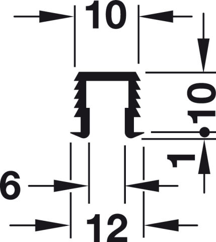 Häfele Tekli kılavuz ray alt - 10x11 mm ≤12 kg 2,000 mm 404.13.321