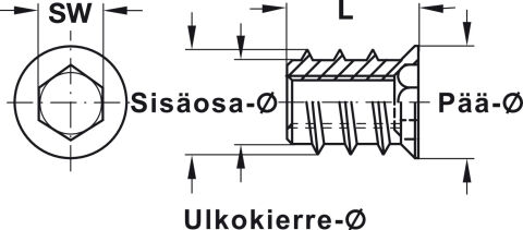 Häfele Vidalı kovan Çelik Sürgü ile - 15,30x20 mm 15,30 mm 030.10.906