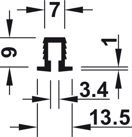 Häfele Taşıyıcı/kılavuz ray Tek - 13x10 mm ≤15 kg 3,000 mm 404.14.133