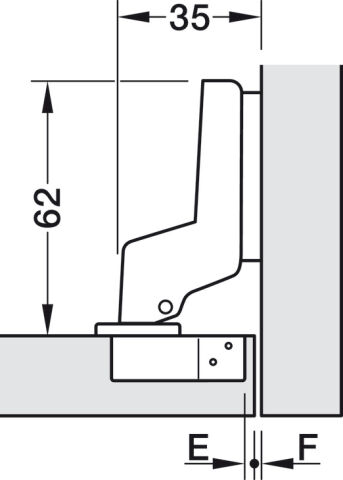 Häfele Metalla 50 A 110° Gizli menteşe gömme montaj Nikel kaplama 311.90.022