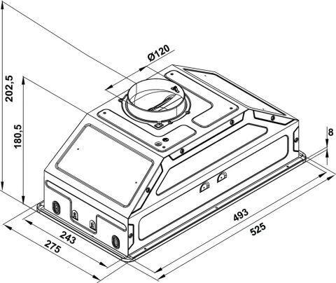 Davlumbaz, Hafele BOX, 52 cm, Gömme, 300 m3/h Emiş Gücü