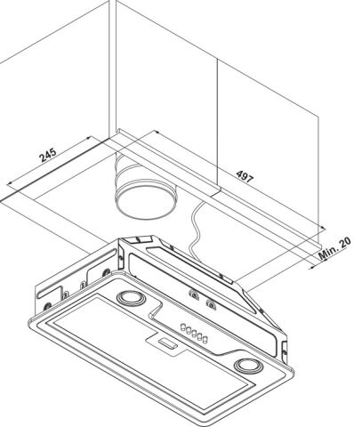 Davlumbaz, Hafele BOX, 52 cm, Gömme, 300 m3/h Emiş Gücü