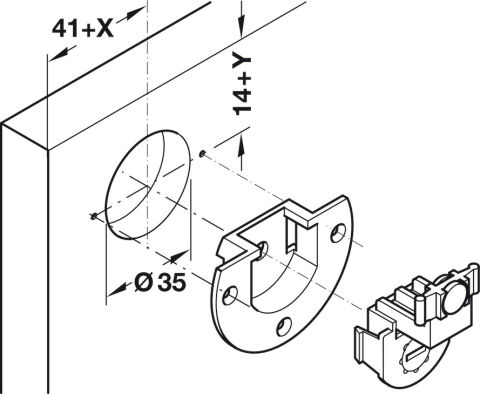 Häfele Kayar mekanizma klipsleme için - ≤12 kg 28 mm 41,50 mm 404.73.300