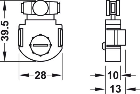 Kayar mekanizma klipslemek için yükseklik ayarı ±1 5 ≤12 kg 28 mm 39,50 mm Gri Klipsleme 404.73.321