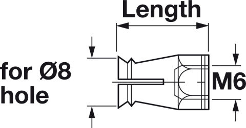 Häfele Açılan kovan M6 pirinç - 8 mm 12 mm Boş Bastırark montaj 039.00.061