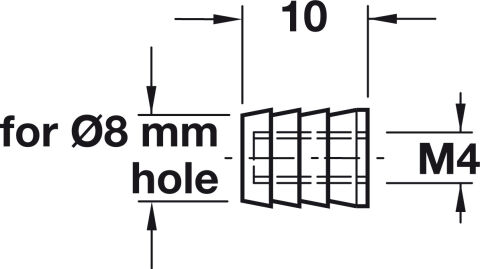 Häfele Yapıştırmalı kovan M4 iç dişli plastik (poliamid) 8 mm Doğal renk 039.33.140